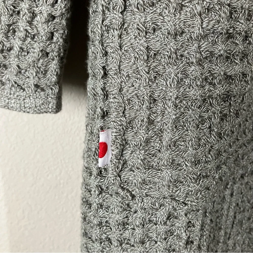 ONSEN Supima Waffle Knit Bath Robe S Unisex Hood Pockets NO BELT Gray Loungewear